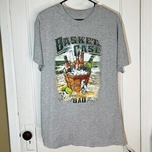 5/$25 Men’s Gray “Basket Case” Beer Graphic Summer T-Shirt Size Large